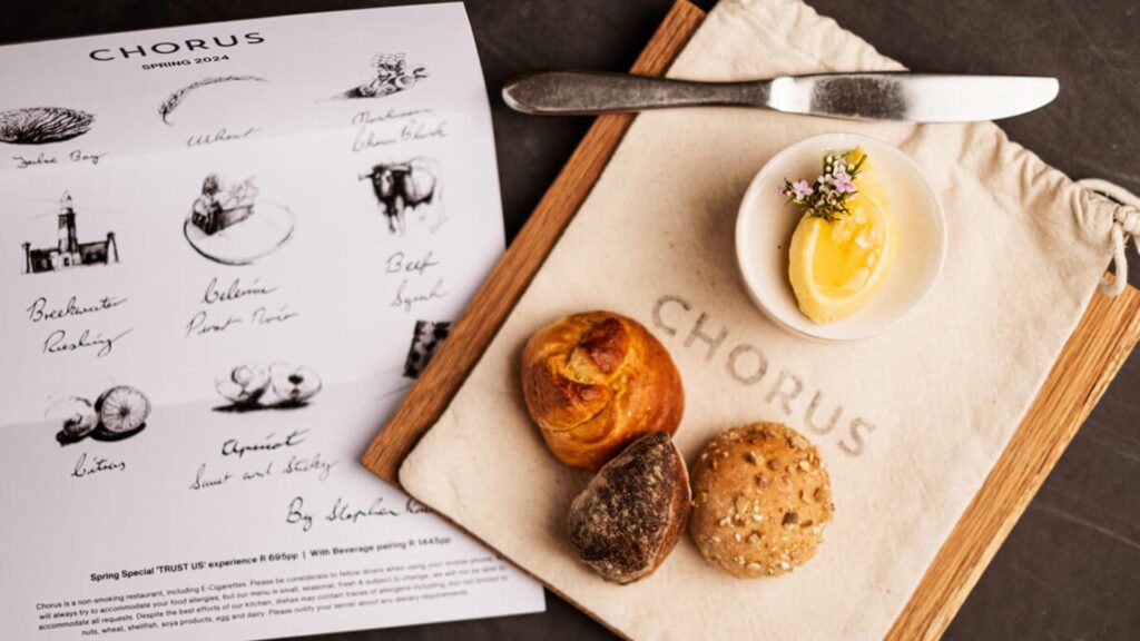 Fresh bread, butter and jam served at Chorus restaurant