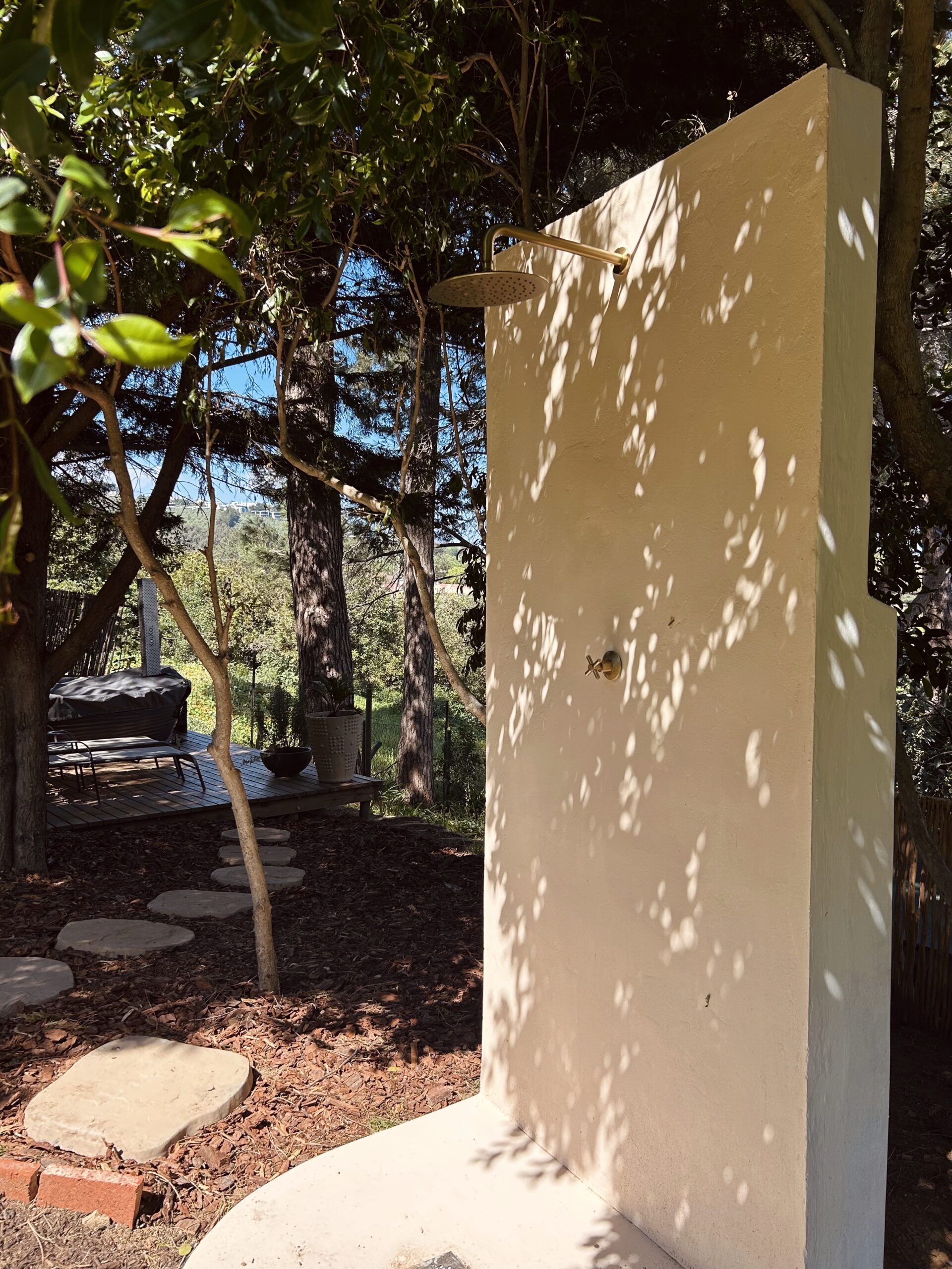 New at Villa Helderberg: an Outdoor Shower with Mountain Views