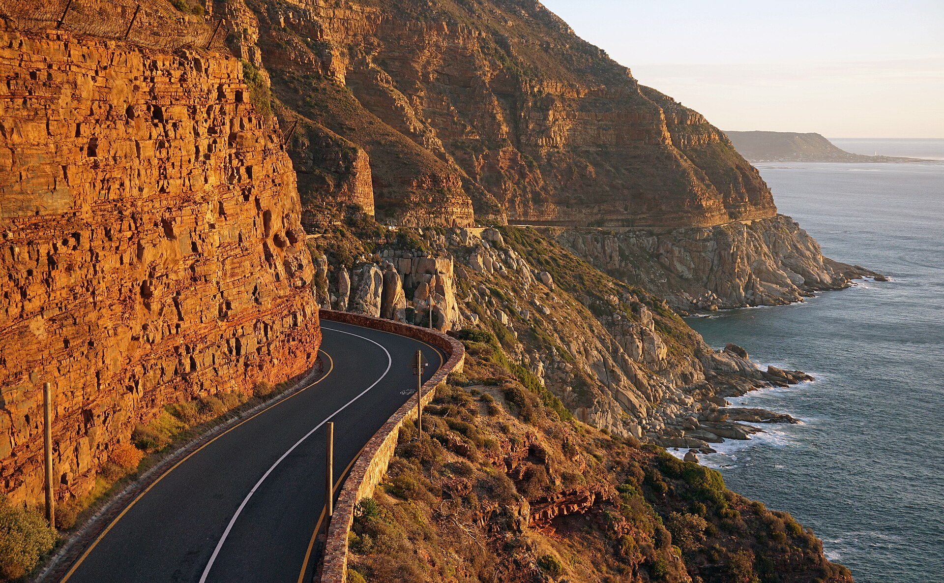 Chapman's Peak Drive cut into the cliffs above the Atlantic