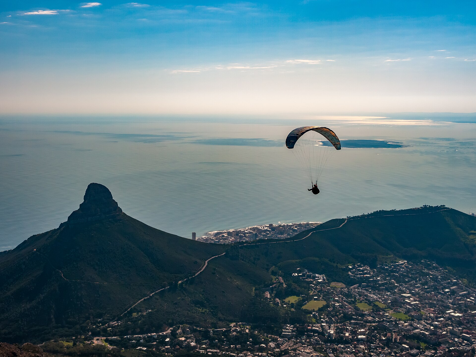 A paraglider above Cape Town