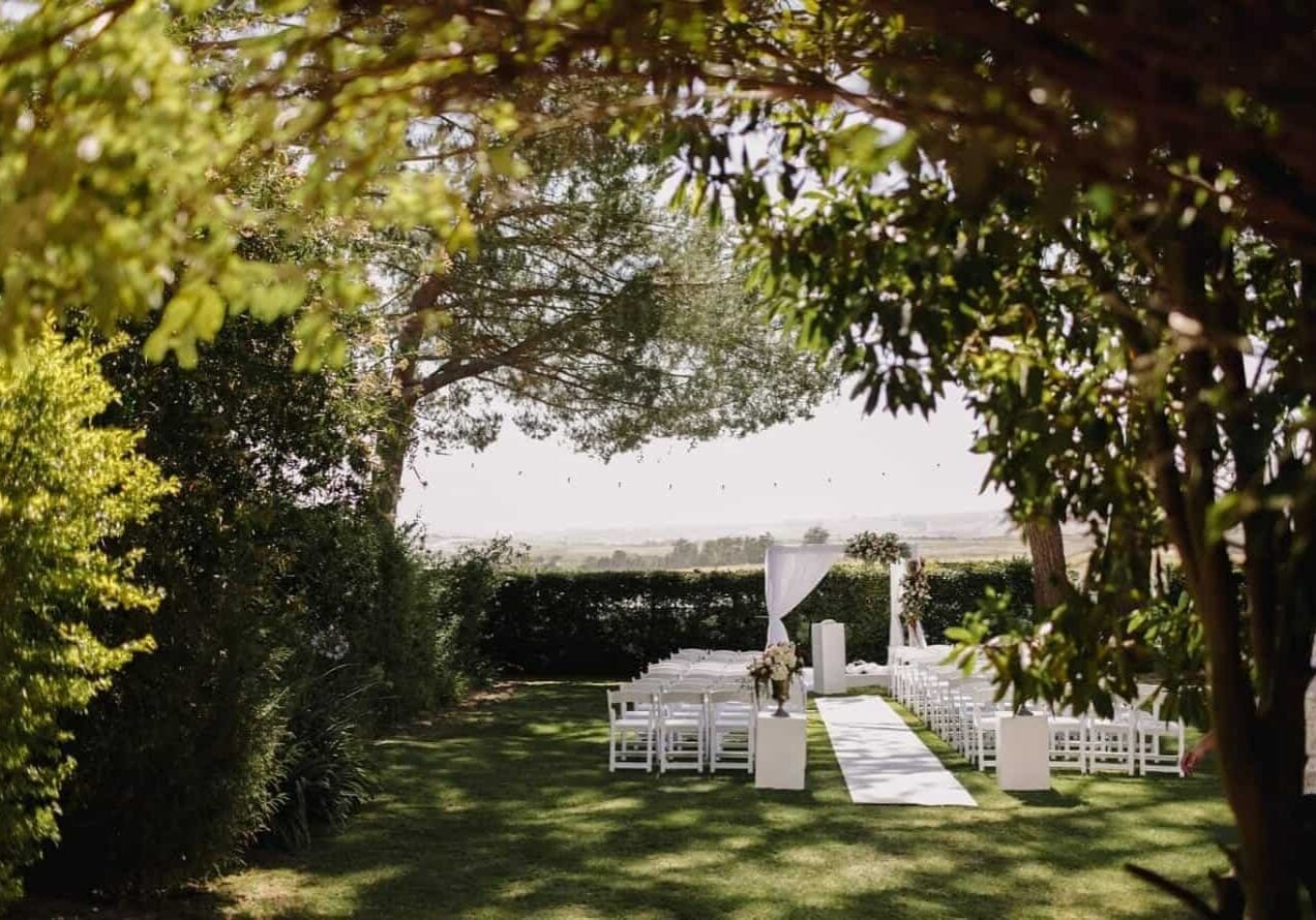 Cape Winelands wedding venues: the lawn and venue at Forest 44 on the R44