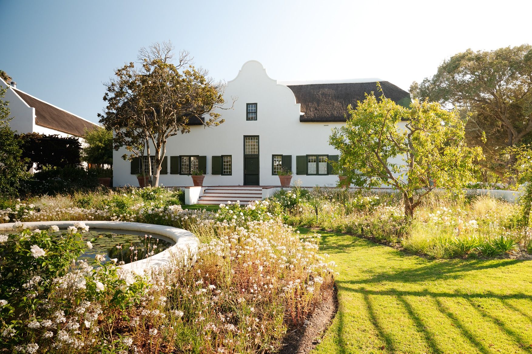 Cape Winelands wedding venues: the White Garden and homestead at Hazendal