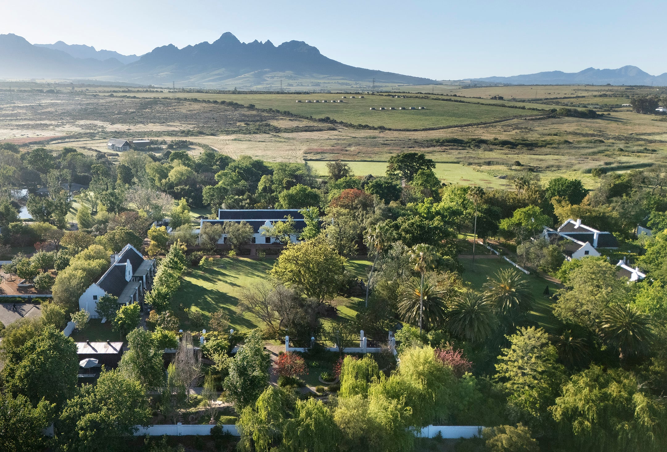 Stellenbosch wine farms: the historic werf at Spier from the air